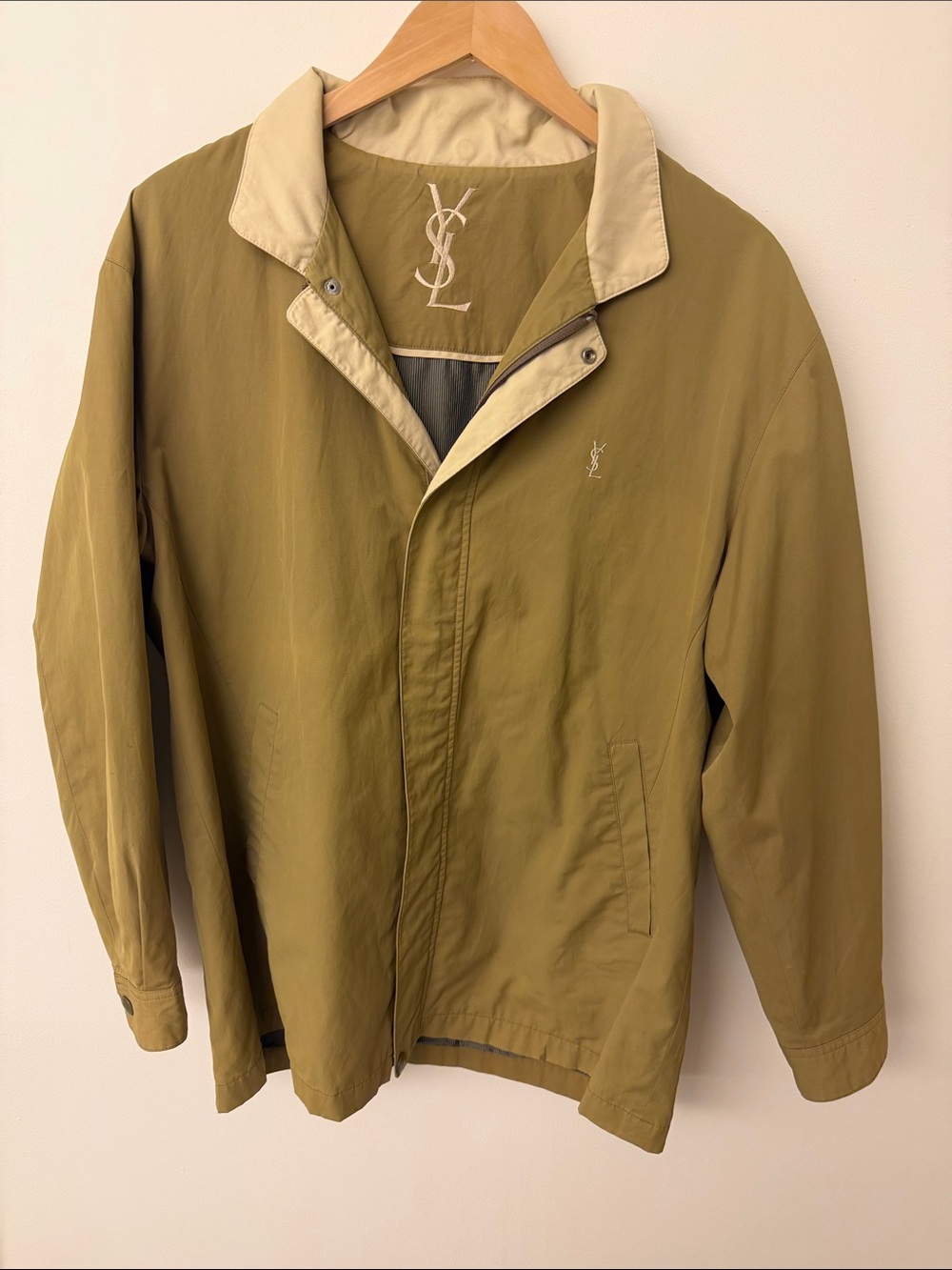 Yves Saint Laurent Olive & Cream Lightweight Men's Jacket